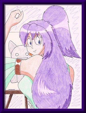 Hikari Rose does a little work . . . yes, that's an eraser in her hand.